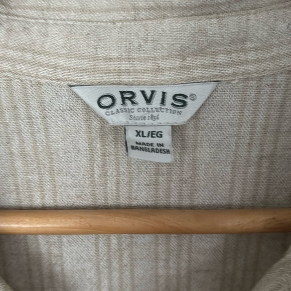 ORVIS, XL, Long Sleeve Striped Neutral Linen Blend Top - Picture 3 of 9